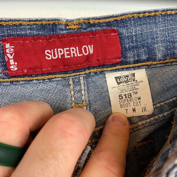 Levi's Jeans Women's 30x31 Blue Medium Wash USA VTG 518 Superlow Boot cut - Picture 11 of 16